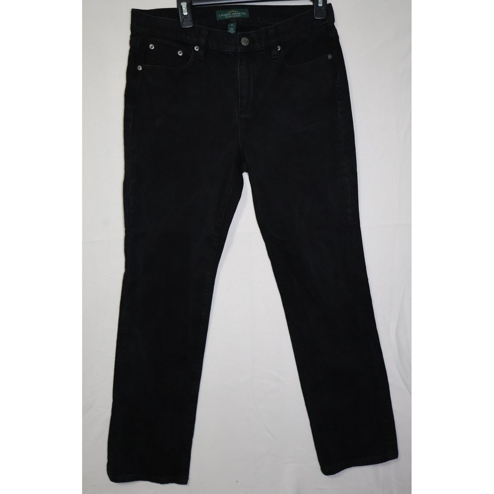 Lauren Jeans Co Ralph Lauren Black Straight Leg Denim Pants Womens Size 8
